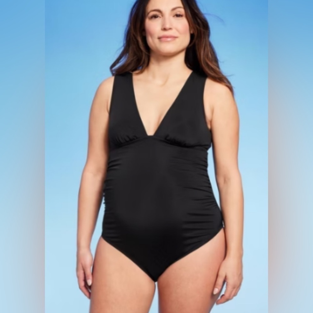 Ingrid & Isabel Black One Piece Swimsuit V Neck